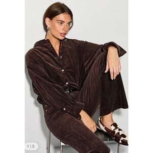 NEW 7 For All Mankind Nina Cropped Corduroy Shirt Size L